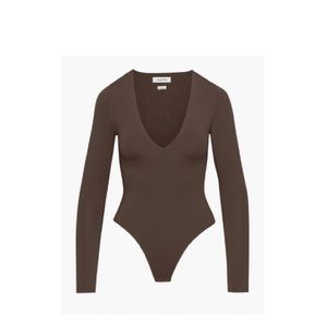 BRAND NEW! Dark brown v-neck bodysuit
